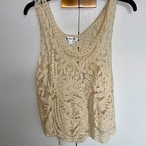 Sheer Lace Cream Tank Top